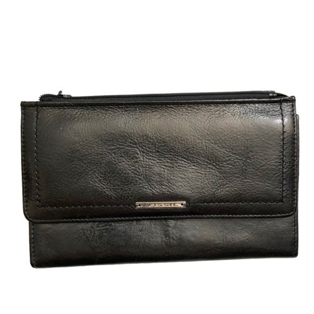 Fossil vintage black leather clutch wallet